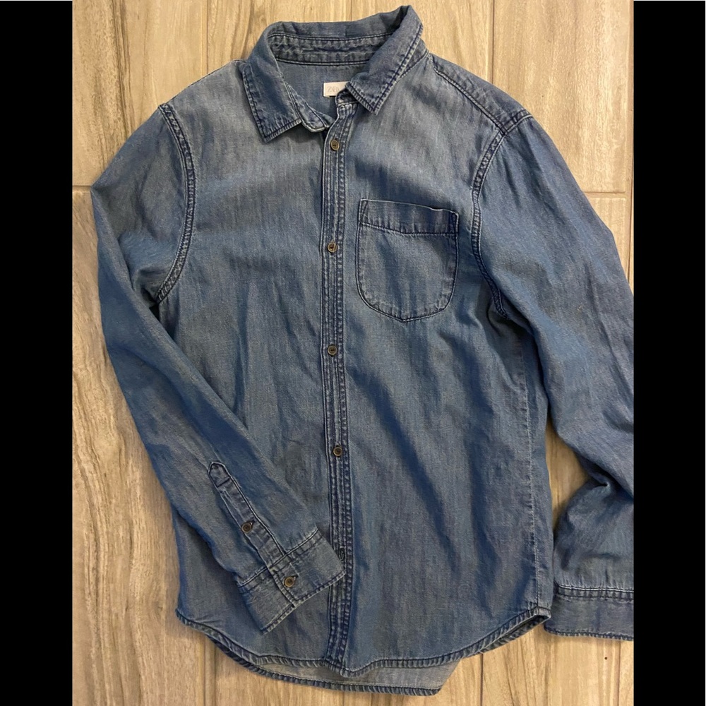 Zara boys jean long sleeve button down. Size 13-14